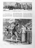 Original Old Antique Print 1885 Childrens Ward Macclesfield Hospital Coal Miner