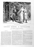 Original Old Antique Print 1885 Illustration Story Cousin Isidor Ladies Man