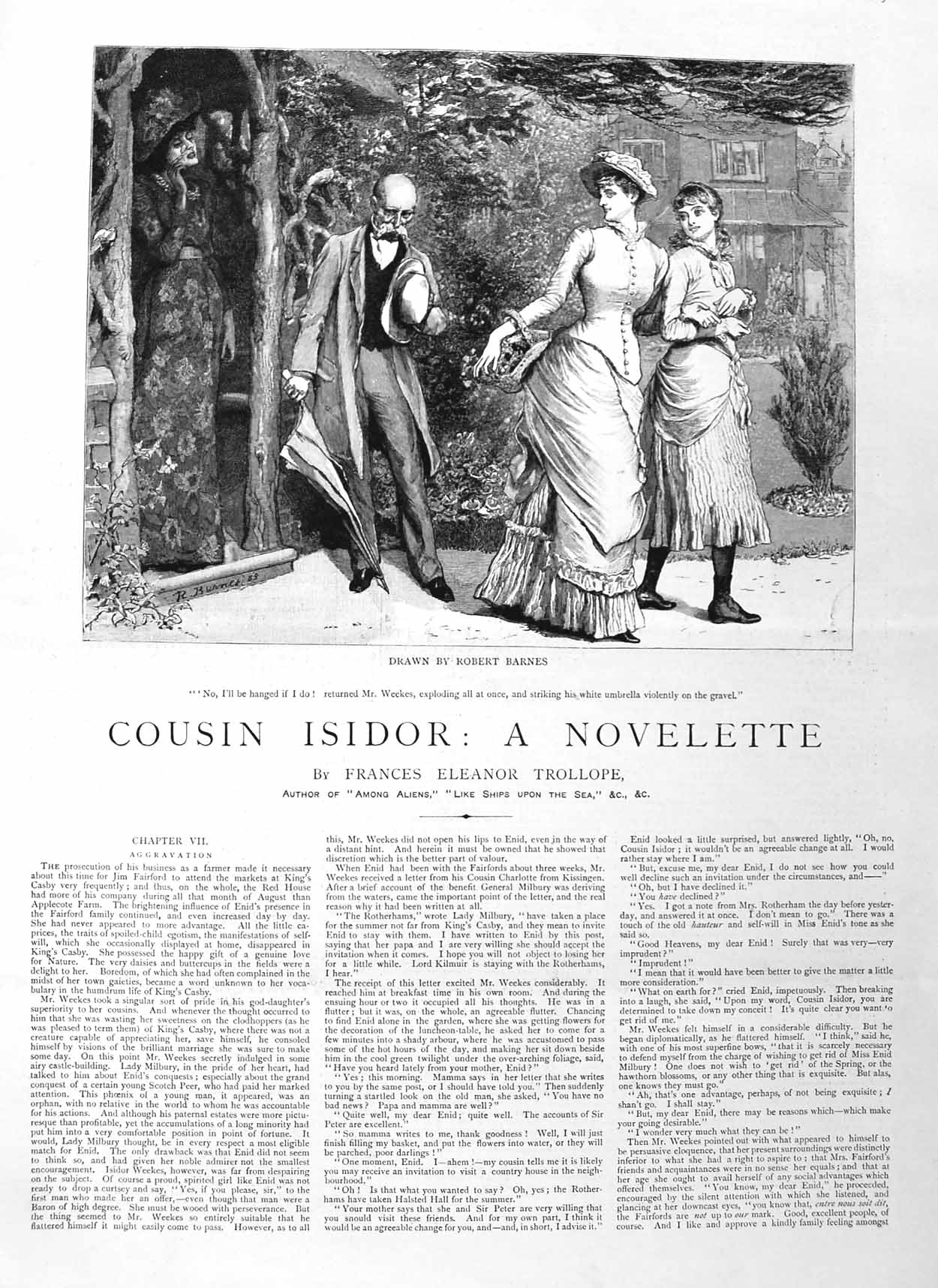 Original Old Antique Print 1885 Illustration Story Cousin Isidor Ladies Man