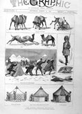 Original Old Antique Print 1885 Afghan War Camels Punjaub Native Sier Murghab