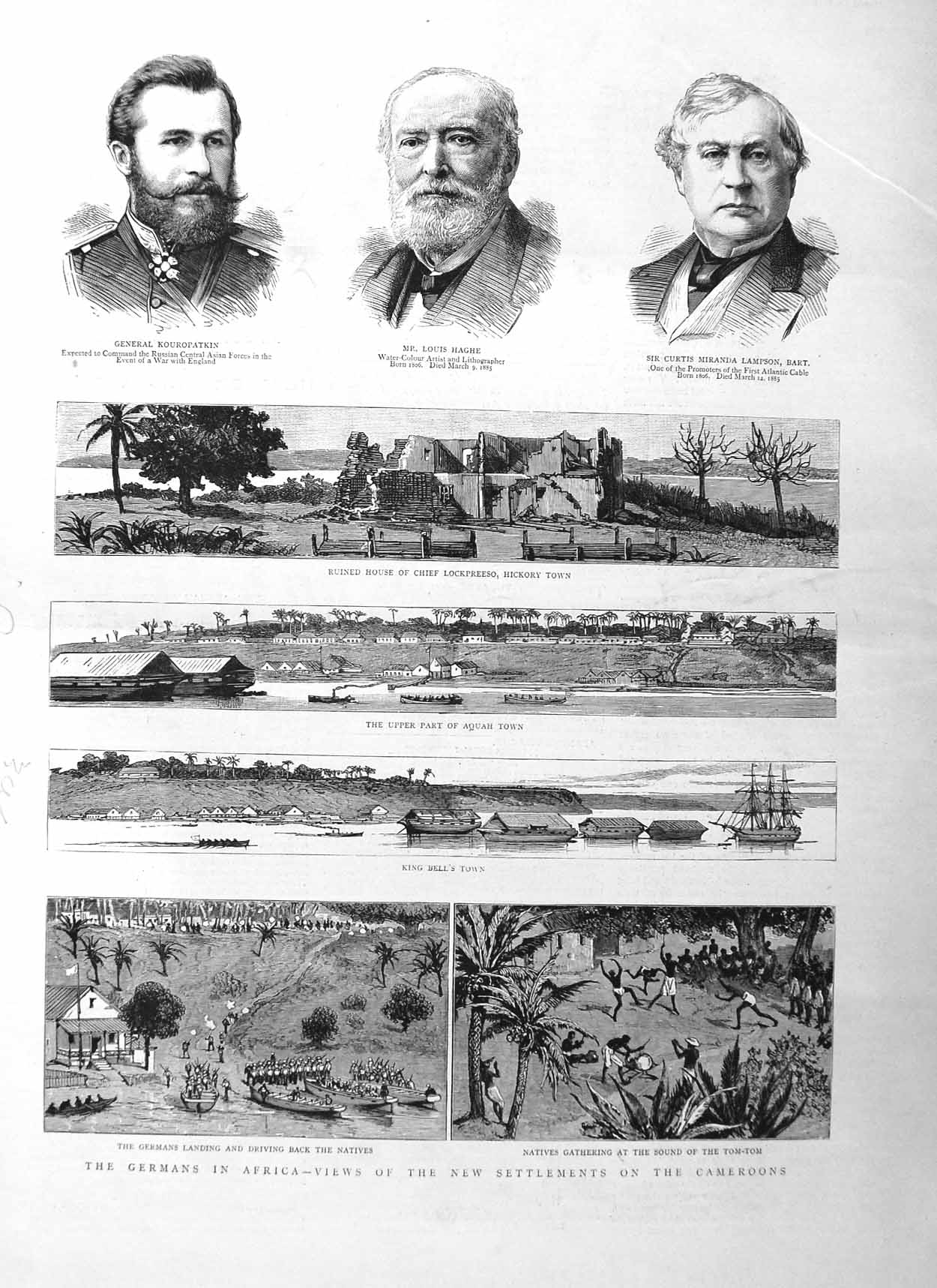 Old Antique Print 1885 Germans Africa Cameroons Lockpreeso Haghe Lampson 19th