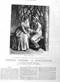 Original Old Antique Print 1885 Illustration Story Cousin Isidor Man Lady 19th