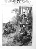 Original Old Antique Print 1885 Arthur Hopkins Fine Art Ladies Sketching Club