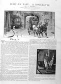 Old Antique Print 1885 Illustration Story Bootles Horses Carriage Romance 19th