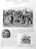 Original Old Antique Print 1885 Sport Injured Jockey Horse Racing Siers 19th