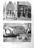 Old Antique Print 1885 Princess Wales Ireland Cork Ship Kilmeadon Station 19th
