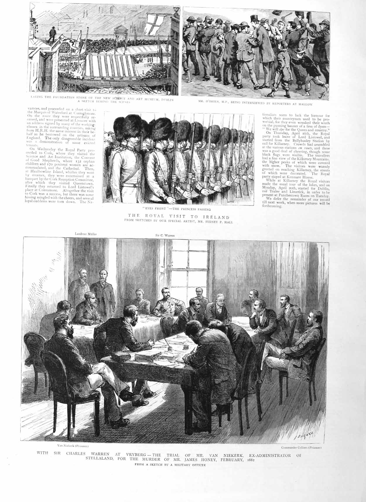 Old Antique Print 1885 Charles Warren Court Vryberg Niekerk Ireland Royal 19th