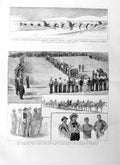 Original Old Antique Print 1885 War Soudan Sydney Afghan Bridge Bricks Komaroff