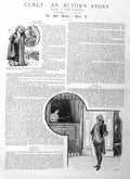 Original Old Antique Print 1885 Illustration Story Curly Theatre Stage 19th