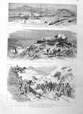 Original Old Antique Print 1885 War Soudan Australian Army Mountains Camp Otao