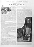 Original Old Antique Print 1885 Illustration Story Curly Man Art Painting House