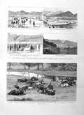 Original Old Antique Print 1885 Siers Sports War Duke Connaught India Punjaub