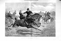 Original Old Antique Print 1885 Rotten Row Lady Runaway Horse Policeman Rescue