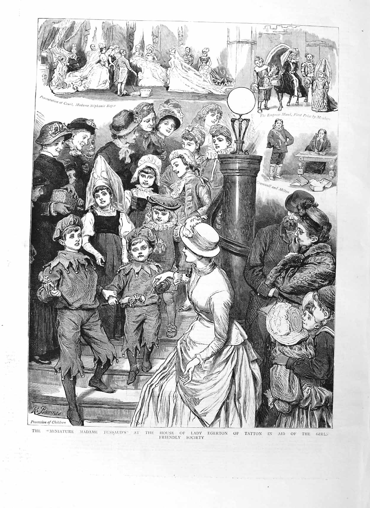 Old Antique Print 1885 Children Fancy Dress Costumes Lady Egerton Tatton 19th