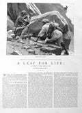 Old Antique Print 1885 Illustration Story Leap Life Man Hunting Shooting 19th