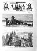 Old Antique Print 1885 Canada Indian Chief Westminster Suez Canal Dredger 19th