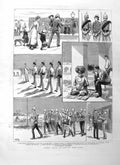 Original Old Antique Print 1885 Indian Rest Camp War Siers Railway Train Family