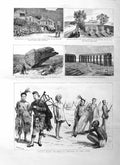 Original Old Antique Print 1885 Sier Bagpipes Cape Gibraltar Soudan Egypt War