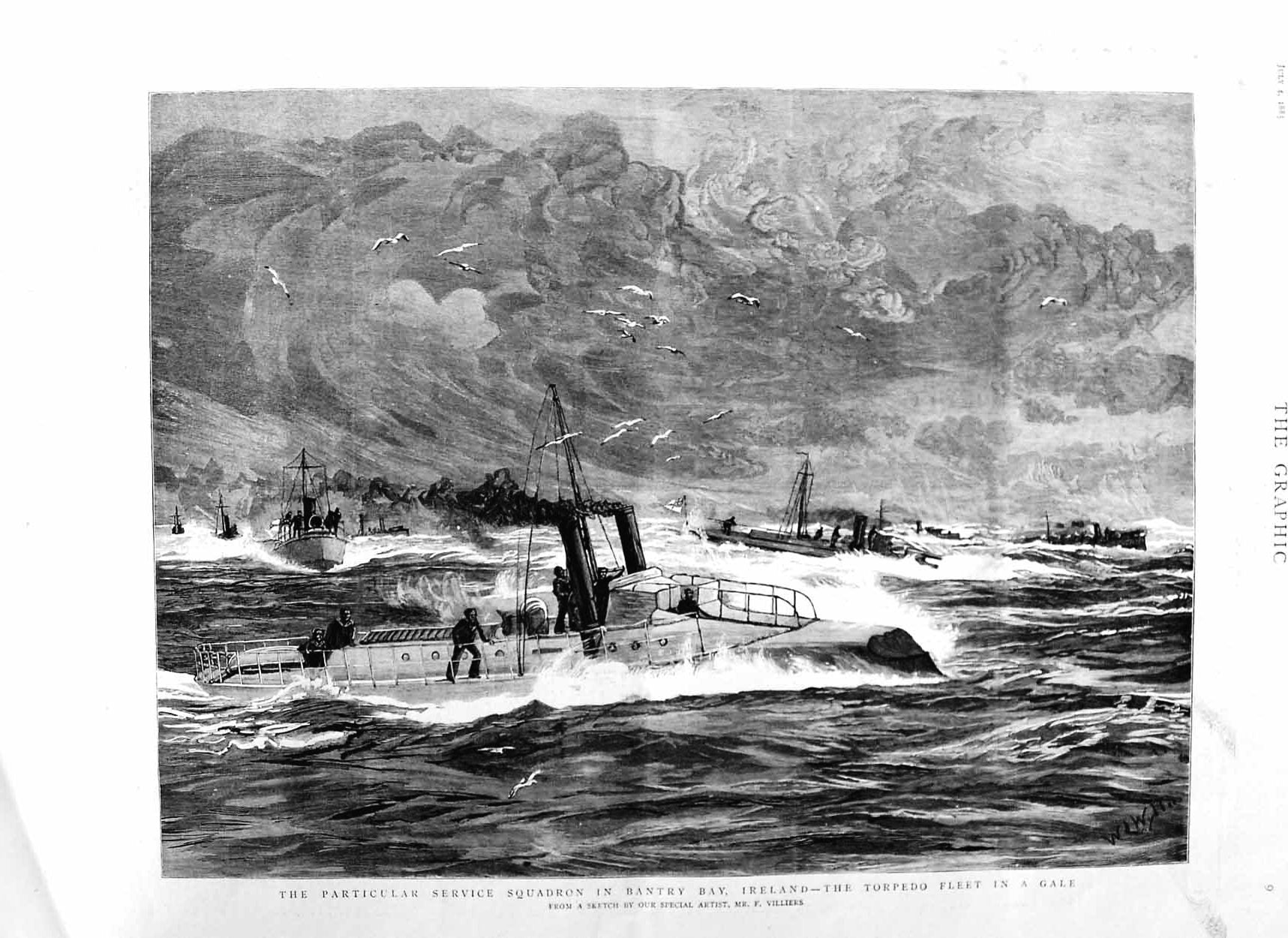 Old Antique Print 1885 Torpedo Fleet Service Squadron Bantry Bay Ireland 19th