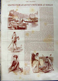 Original Old Antique Print 1885 Henley River Boats Partisan Marsh Eton Sport