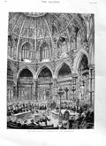 Original Old Antique Print 1885 New Council Chamber Guildhall Architecture 19th