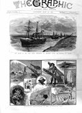 Original Old Antique Print 1885 Hydraulic Mining Austrian Alps Suez Canal Ships