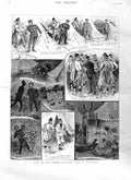 Original Old Antique Print 1885 London Scottish Camp Wimbledon Sier Victorian