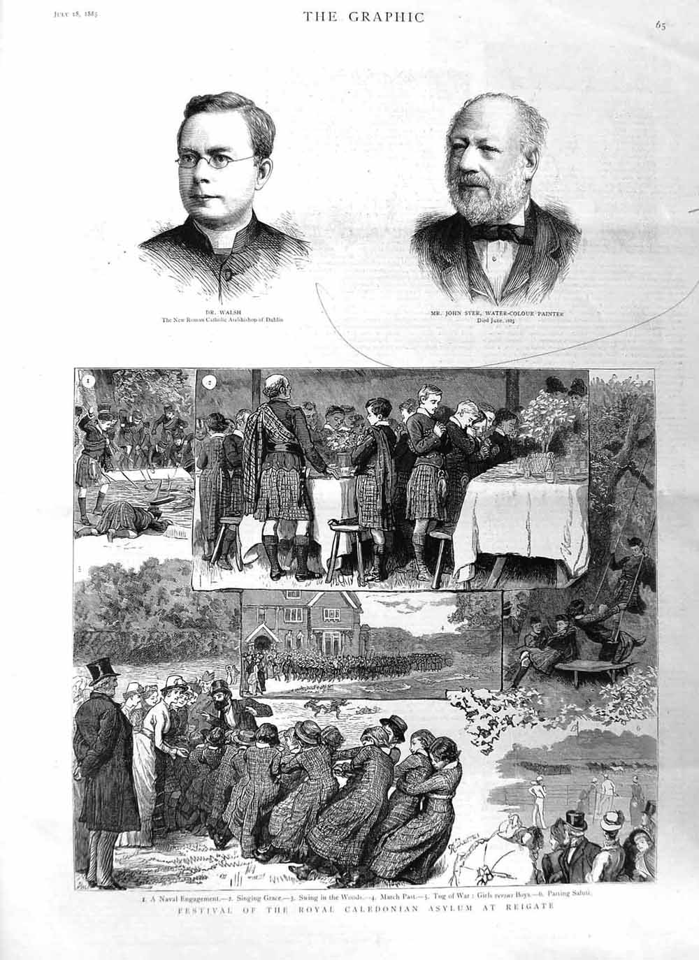 Original Old Antique Print 1885 Walsh John Syer Caledonian Asylum Reigate F 19th