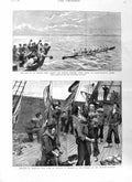 Original Old Antique Print 1885 Oxford Crew English Channel Dover Ship Spithead