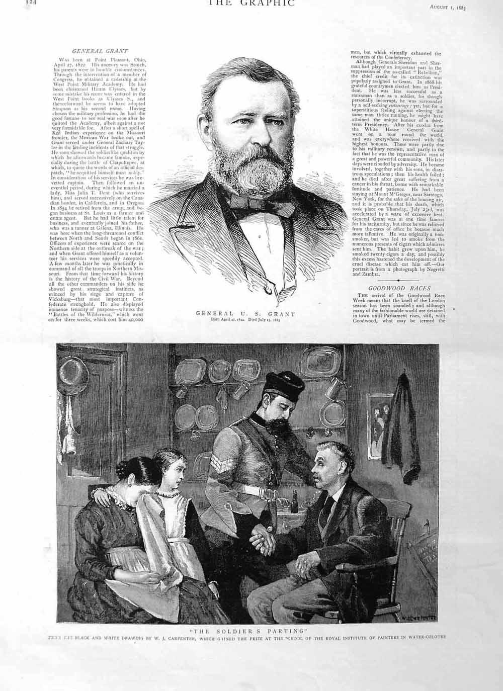 Original Old Antique Print 1885 General Grant Scottish Sier Leaving Home Art