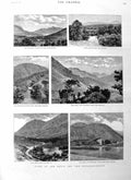 Original Old Antique Print 1885 Ben Nevis Scotland Inverlochy Castle Balla 19th