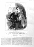 Original Old Antique Print 1885 Illustration Story Man Lady Filagree Fine Art