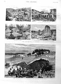 Original Old Antique Print 1885 Battle Fox Hill Aldershot Earthquake Kashmir