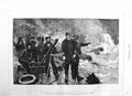 Original Old Antique Print 1885 Fine Art Sailors Rocket Brigade Stormy Sea 19th