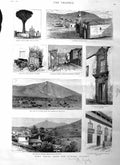 Original Old Antique Print 1885 Canary Islands Tenerife Valverde Church Fer 19th