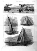 Original Old Antique Print 1885 Yachts Genesta Puritan New York Torpedo Berdan