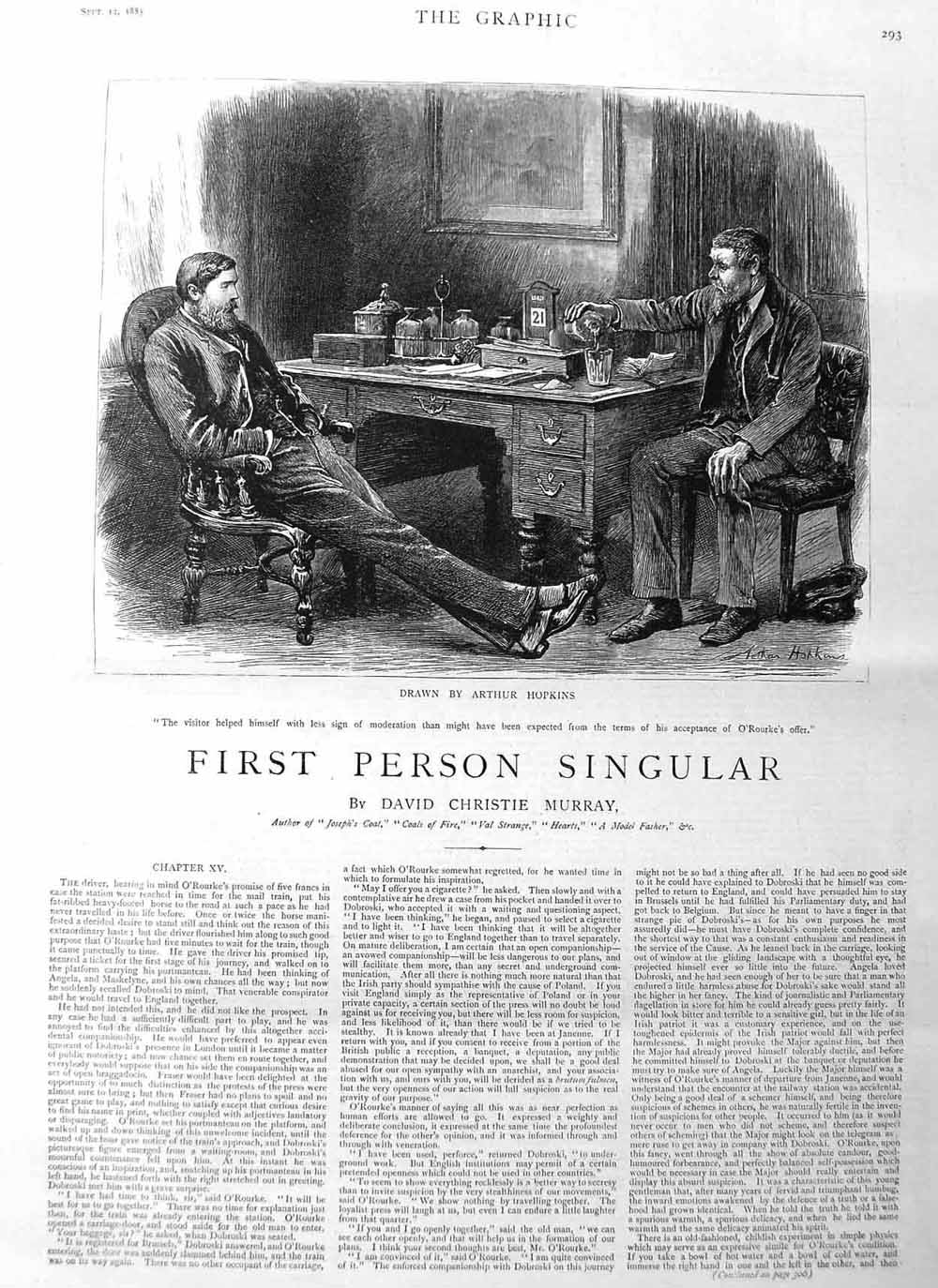 Original Old Antique Print 1885 Illustration Story Men Meeting Table Chair Art