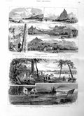 Original Old Antique Print 1885 Caroline Islands Ualau Ponape Harbour Ri 19th