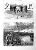 Old Antique Print 1885 Prince Wales Shooting Swans Sweden Lillie Sports 19th