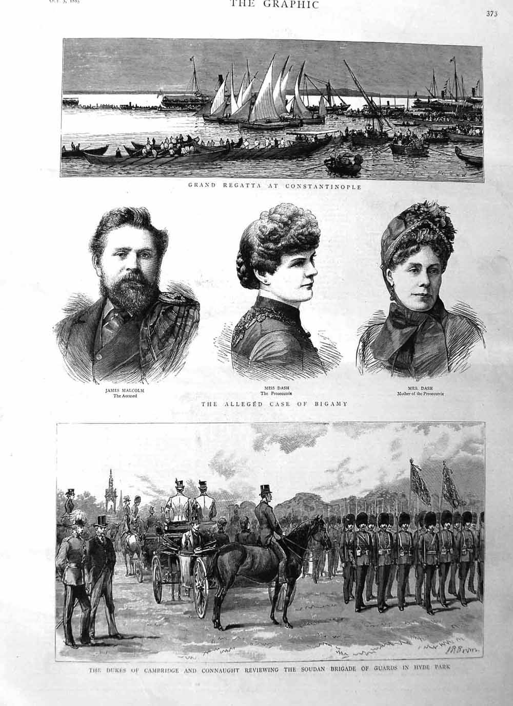 Original Old Antique Print 1885 Constantinople Duke Connaught Hyde Dash Malcolm