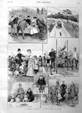 Original Old Antique Print 1885 School Children Treat Scotland Country House