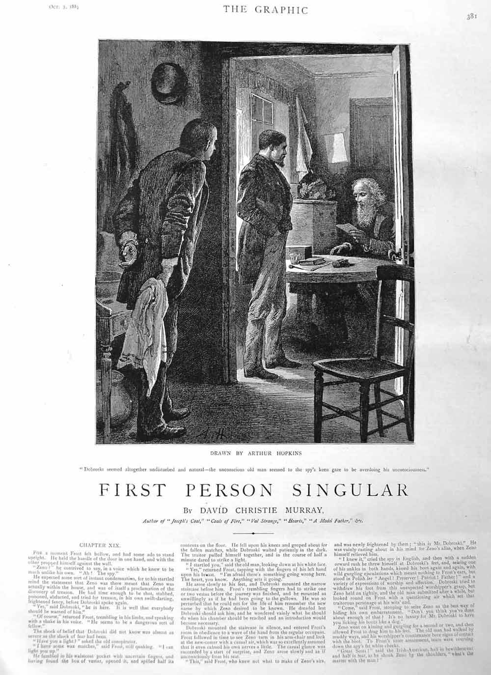 Old Antique Print 1885 Illustration Story Dobroski Men Meeting Fine Art 19th