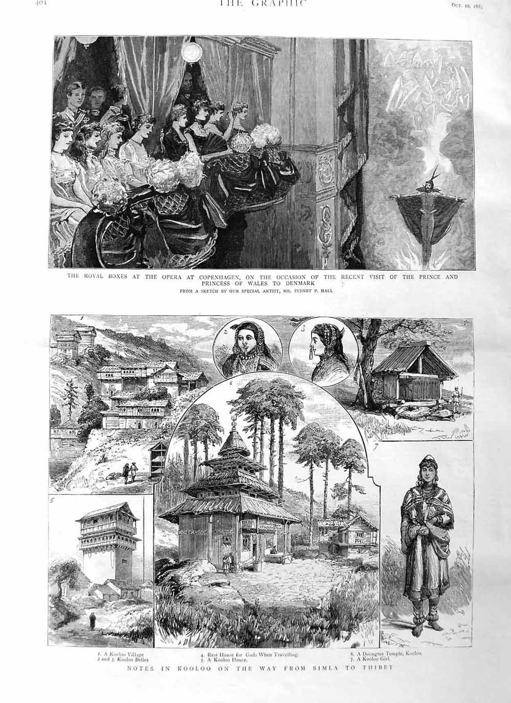 Old Antique Print 1885 Opera Copenhagen Prince Wales Denmark Kooloo Girl 19th