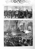 Old Antique Print 1885 Funeral Shaftesbury Westminster Gaulois Elections 19th