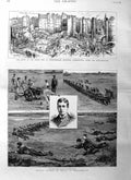 Old Antique Print 1885 Prince George Wales Portsmouth Charterhouse Fire 19th