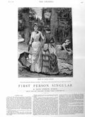 Original Old Antique Print 1885 Illustration Story Ladies Woods Trees F 19th