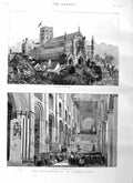 Original Old Antique Print 1885 St. Alban'S Abbey Restored Nave Archi Victorian