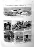 Old Antique Print 1885 Zulfikar Pass Russo-Afghan Frontier Seaside Beach 19th