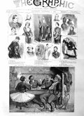 Original Old Antique Print 1885 Card Players Caf„© Greece Creswick Theatr 19th