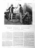 Original Old Antique Print 1885 Illustration Story Fraser Men Chair Table House